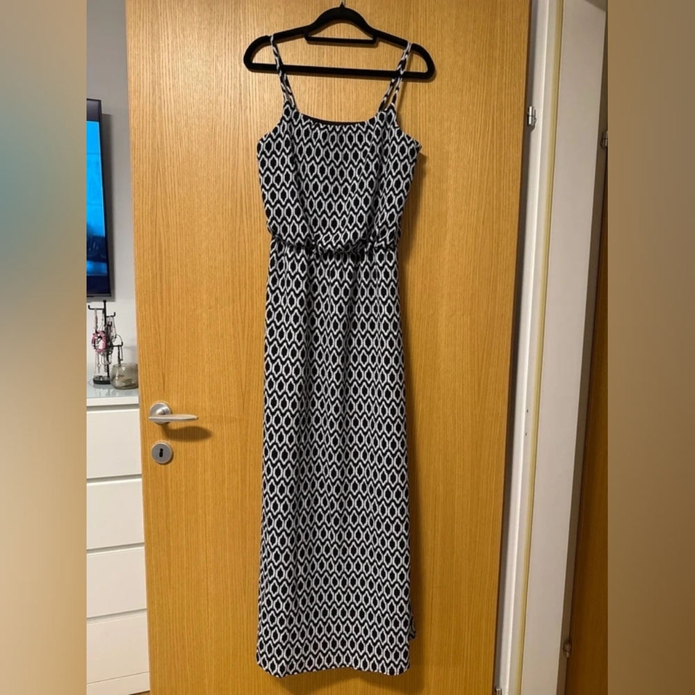 Black and White Geometric Spaghetti Strap Dress